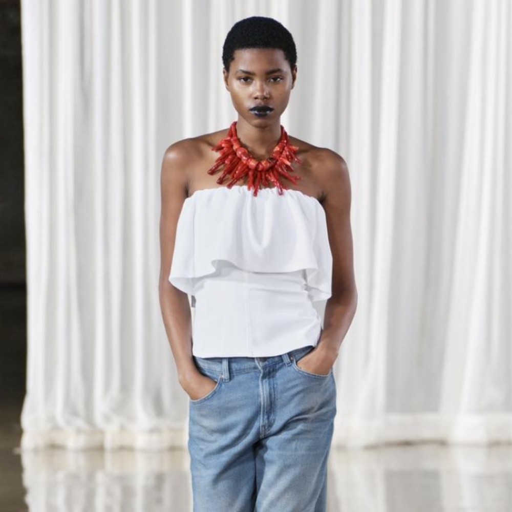 ZARA STRAPLESS TOP WITH RULLE DETAILL - Picture 7 of 7